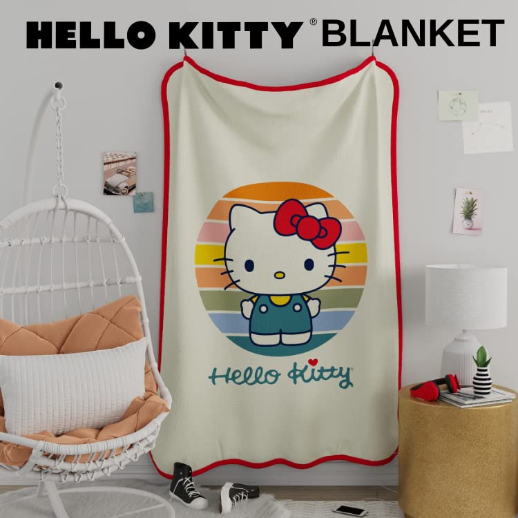 Coperta Hello Kitty In Micro Raschel, 157,5x228,6 Cm, Licenza Ufficiale Sanrio, Super Morbida E Lavabile