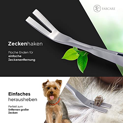 Zeckenzange Fabcare 2 in 1: Zeckenpinzette und Zeckenhaken