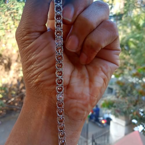 15 Carat Round Shape Brown and White Diamond Halo Wedding Engagement Tennis Bracelet In 14K White Gold Plated4