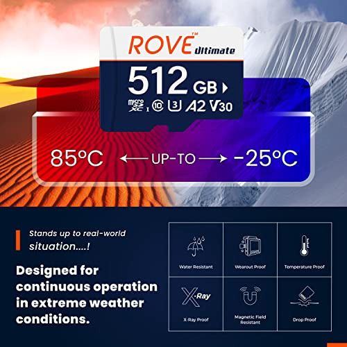 Rove Ultimate Micro Sd Card Microsdxc 512Gb Memory Card With Usb 3.2 Type C Card Reader 170Mb/S C10, U3, V30, 4K, A2 For Dash Cam, Android Smart Phones, Tablets, Games #TOP3