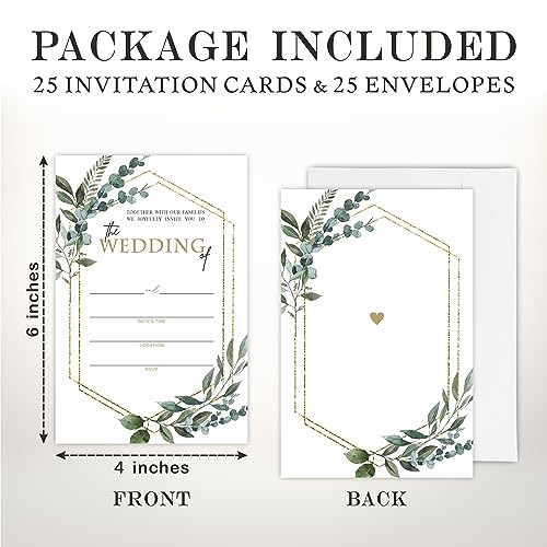 Invitaciones de boda de eucalipto TPYEN con 25 sobres elegant 2
