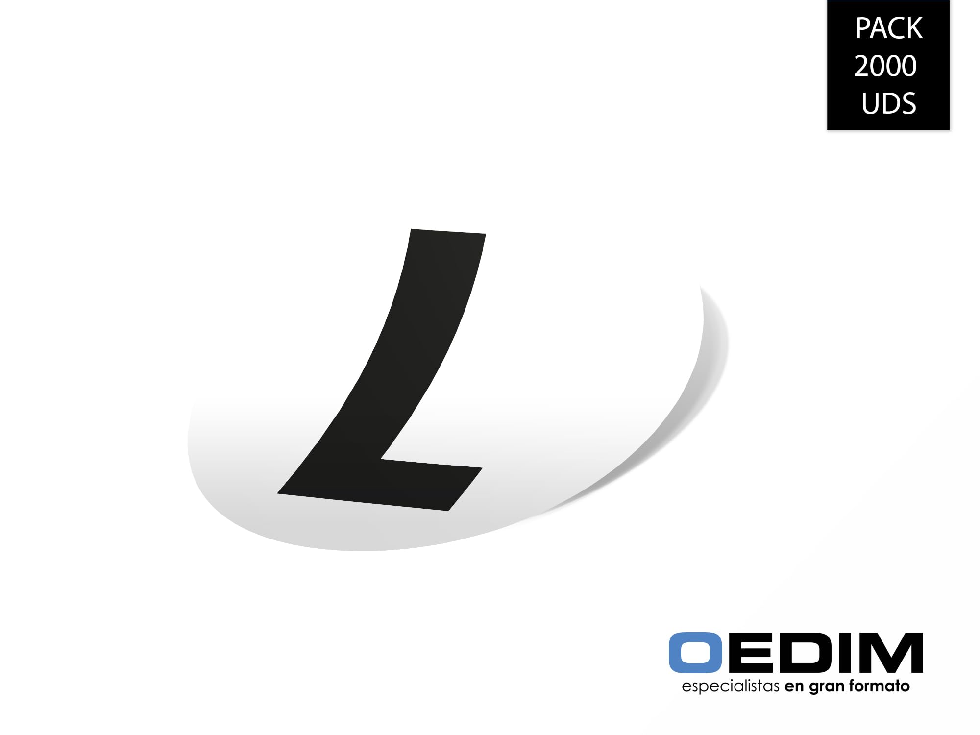 Oedim 2000 Aufkleber in Kleidergrößen, Design Größe L, 4 cm Durchmesser, hergestellt aus glänzendem Polymer-Vinyl