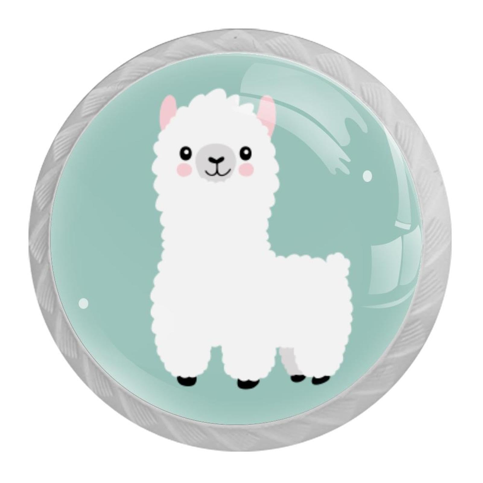 Tqmspg 4 Pieces Drawer Pulls Cute Alpaca Door Knobs Dresser Handles for Kitchen Wardrobe Cupboard Hardware Furniture