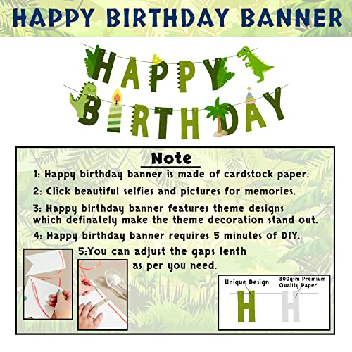 Image of Party Propz Dinosaur Theme Birthday Decorations - 54 Pcs Dinosaur Birthday Decoration with Happy Birthday Banner (Cardstock) | Dinosaur Birthday Theme Decoration | Green Dinosaur Balloons for Birthday