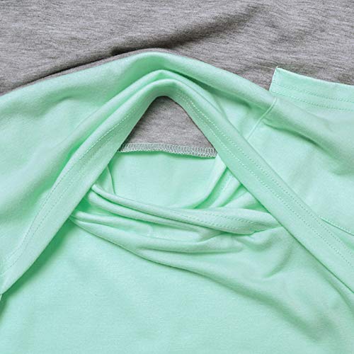 Bhome Nursing Tshirt Color Block Maternity Short Sleeve Top For Breastfeeding Pregnancy Shirt With Pocket L #TOP5