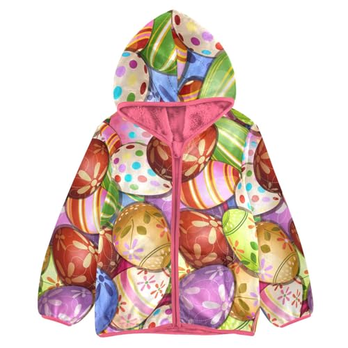 OTVEE Happy Easter Colorful Eggs Kids Hoodie Jacket Fall Spring Full Zip Warm Outwear Hooded Coat