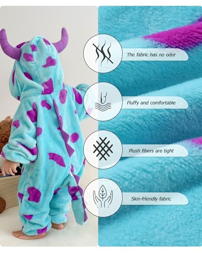 Amissz Baby Strampler mit Kapuze Unisex Baby Onesie Cartoon Tier Schlafanz&uuml;ge Overall Dino Kost&uuml;m Halloweenkost&uuml;m Fasching Jumpsuit f&uuml;r Kinder