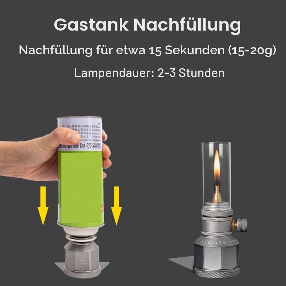 Gas-Camping-Laterne, Gas-Kerzenlichter, Lampe für Außenzelt, Wandern, mit leerer Tank-Verlängerungsstange (Gaslaterne)