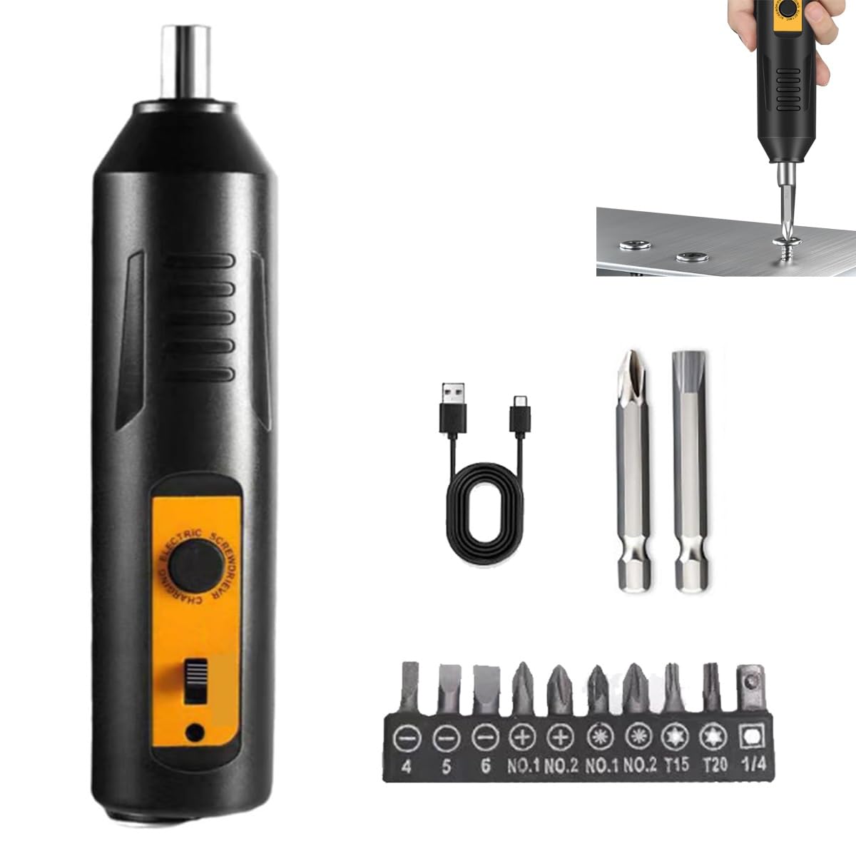 Set di cacciaviti elettrici portatili per uso domestico, mini set di cacciaviti elettrici ricaricabili senza fili, kit di attrezzi per la riparazione automatica della casa, potente set di cacciaviti