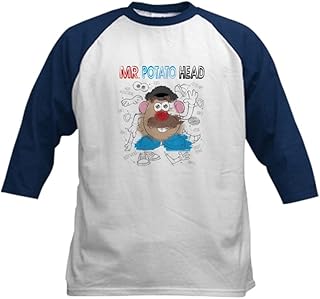 CafePress Mr. Potato Head Sketch Kids Baseball Tee Kids Cotton Baseball Jersey, 3/4 Raglan Sleeve Shirt Navy/White