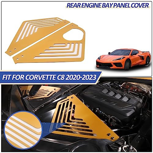Image of Daeiclru Engine Bay Panel Cover Compatible with Chevrolet Corvette C8 2020-2023, Aluminium Engine Protector Splash Shield, Left Right Engine Case Guards (Yellow)