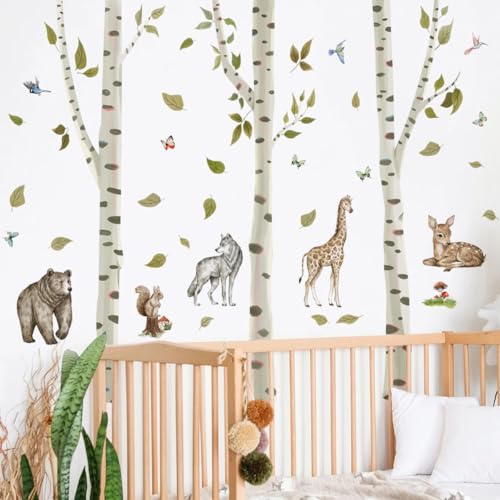 Vinilo decorativo infantil diseño árbol de abedul grande