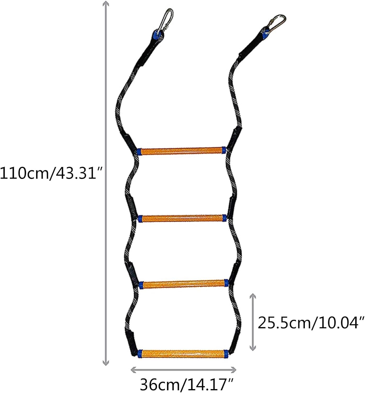 4-stopniowa drabina linowa do łodzi, przenośny przedłużacz, morska drabina linowa, składana drabina do łodzi, drabina do pływania,Blue