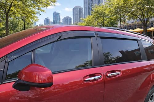 Image of 2021-2026 Tape-On Rain Guards for Toyota Sienna Side Window Visor Deflectors Extra Thick Tinted Vent Shades LE XLE XSE Limited Platinum 2022 2023 2024 2025