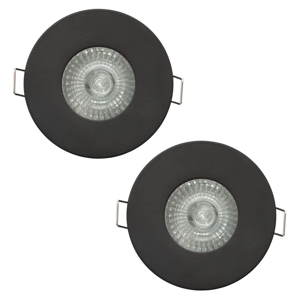 LITECRAFT Recessed Downlights Fire Rated Fixed Spotlights - (Black, Pack of 2) โ image 1