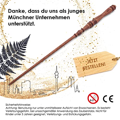 WALDUNIKAT® Zauberstab aus Holz – Made in Germany – Spielzeug, Geburtstags-Geschenk, Deko, Kostüm für Erwachsene, Kinder, Damen, Herren, Mädchen (No. 1 - Dunkelbraun)