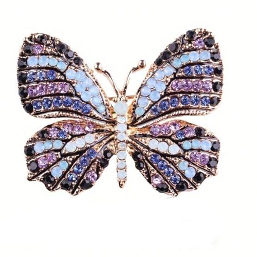 Image of Butterfly Brooch Pins for Women Girls Multicolor Shining Rhinestone Crystal Butterfly Brooch Pin Lapel Safety Pin Corsage Scarf Shawl Clothing Accessories Wedding Party Banquet
