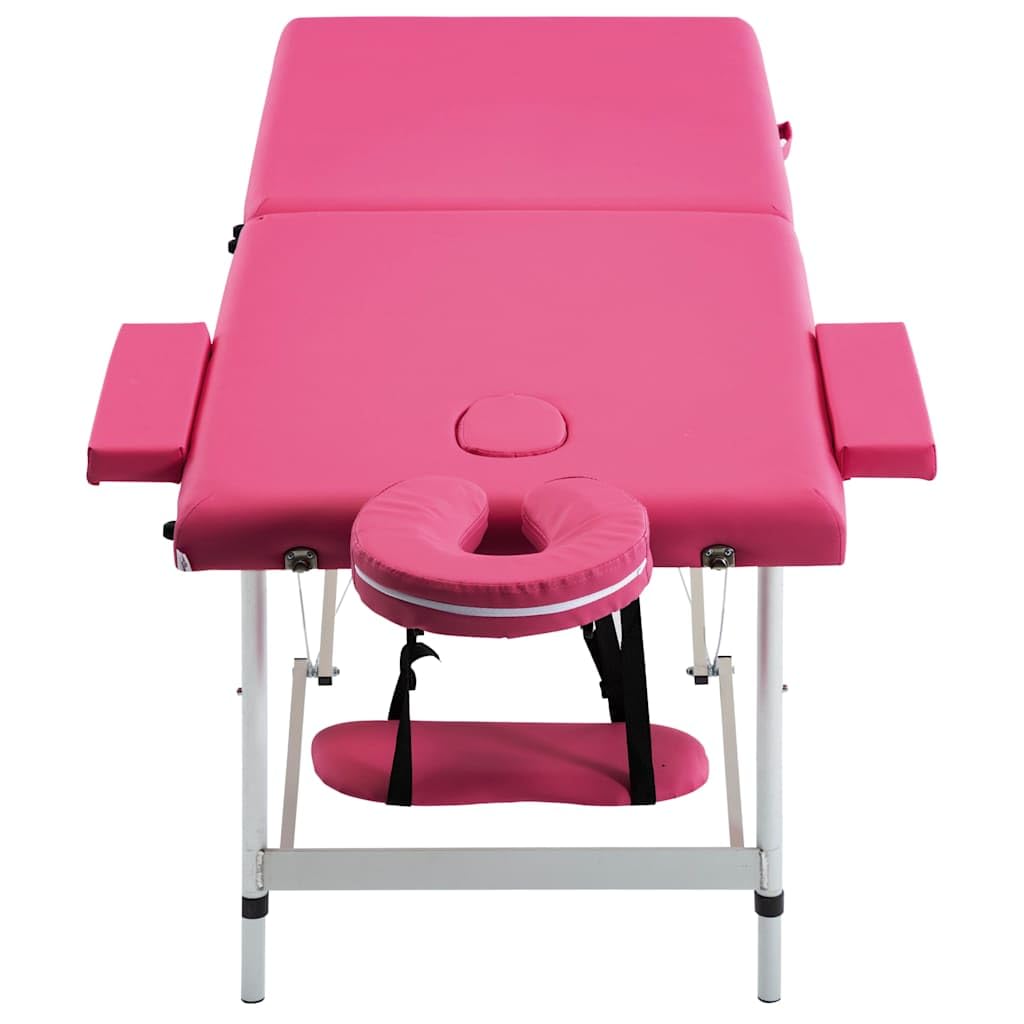 Massageliege klappbar 2-Zonen mit Aluminiumgestell höhenverstellbar Rosa für Physiotherapie Shiatsu Reiki