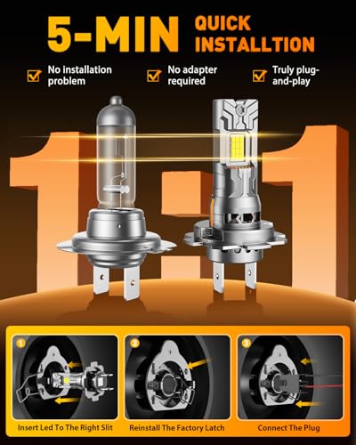 Image of FAHREN 2026 Upgraded H7 Light Kits Bulbs, 40000LM 900% Insane Brightness Light Bulb, 6500K 1:1 Halogen Mini Size H7 Bulb with Fan, Off-Road Use No Adapter Required Plug-and-Play, Pack of 2