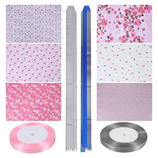 Cabilock 42St Omslagning Papper Bundle Med Ribbon Drag Bågar Blomma För Utexamineringar Bröllop Födelsedag Mödrar Dag Baby Showe Wrap Presentkorg Presenterar Slumpmässigt