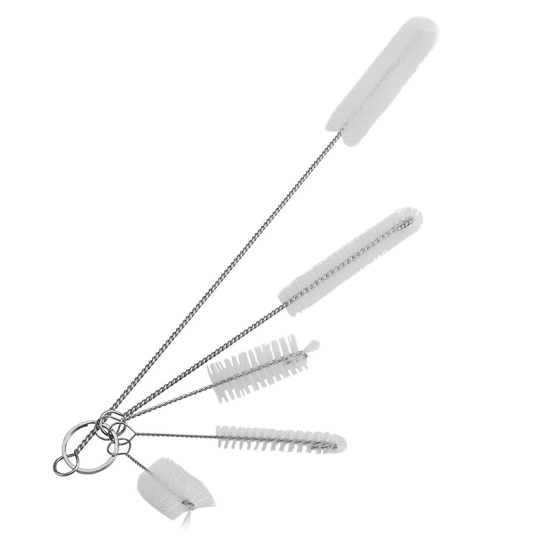 Escovas de Limpeza para Aquário Fdit, Flexíveis em Aço Inoxidável e Nylon Branco, 5 Peças