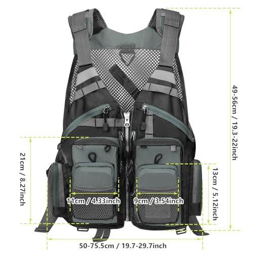 Gonex Fly Fishing Vest for Men Women, Comfortable Adjustable Fishing Vest with Multi-Pockets Reflective Stripes2