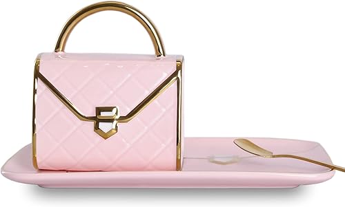 Miniatura 1 de WHJY Juego único de taza de café rosa y azul de cerámica, juego de taza y platillo y cuchara, lindo juego de té de la tarde femenino, regalo de