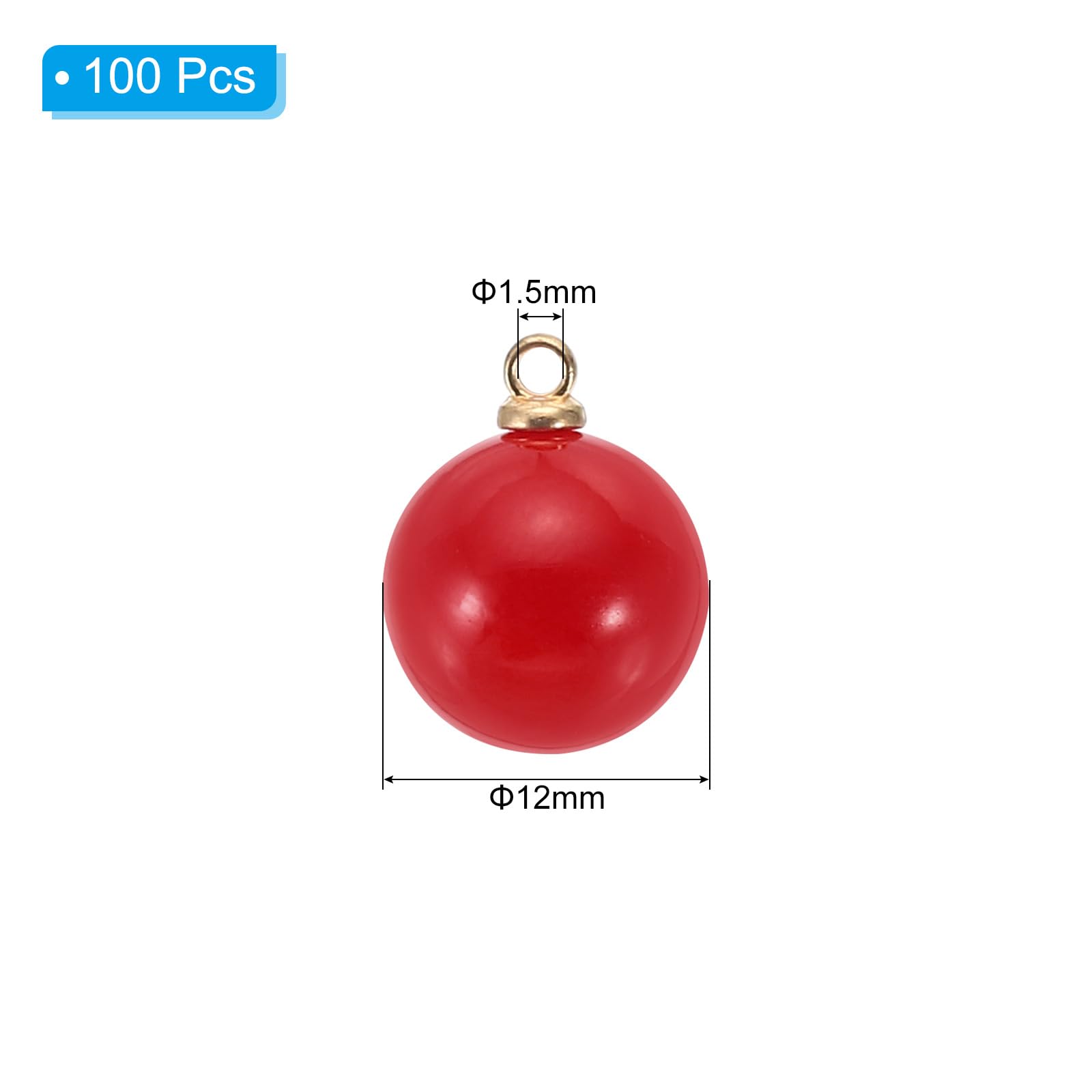 PATIKIL 12mm Pearl Charm, 100pcs Pearl Beads Faux Pearl Pendant Charm Beautiful DIY for Making s s Wedding Crafts Golden Red - Image 2