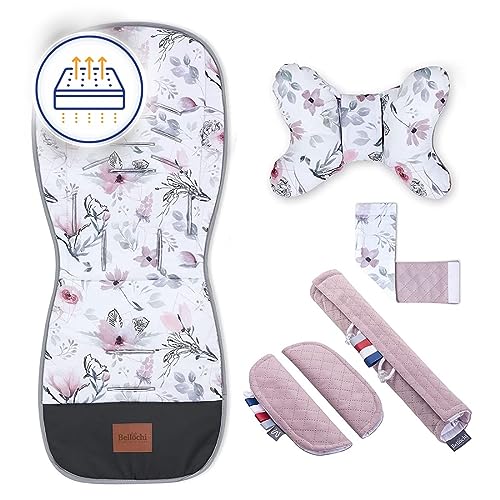 Atmungsaktive Sitzauflage Kinderwagen, Sitzauflage Buggy Sommer - Kinderwagen Zubehör - Universal - Kinderwagen Einlage mit Anti-Schock-Kissen, buggy einlage sommer – Magnolias Rosy