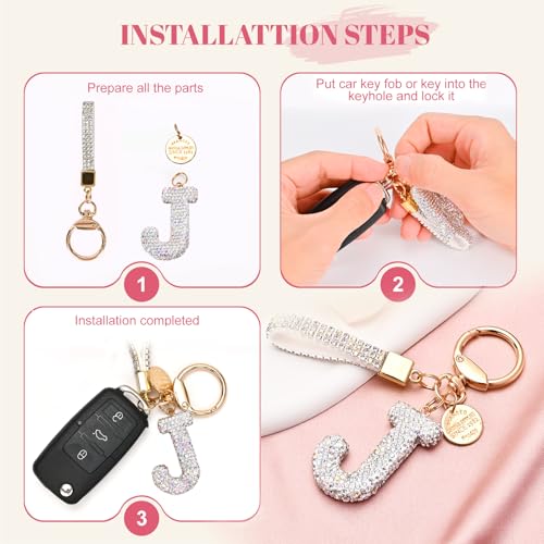 Initial Letter Keychain for Women Girls, Bling cute KeyChain for Car Key Accessories Lanyard and Backpack Bag,Perfect Gift - Image 5