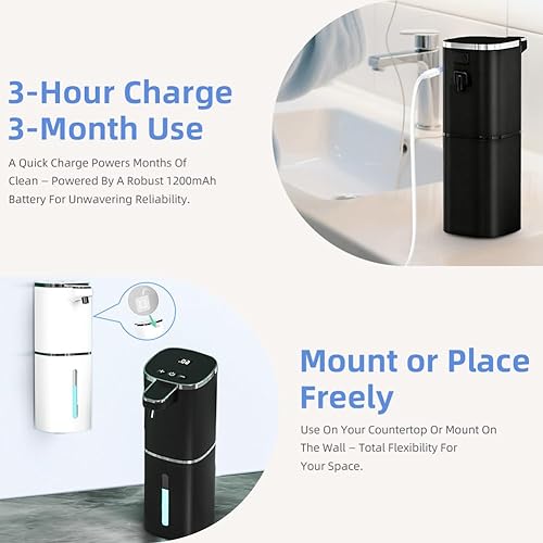 Miniatura 5 de Dispensador automático de jabón líquido, 9 niveles ajustables, 12.8 fl oz12.8 onzas, dispensador automático de jabón de manos o jabón para platos,