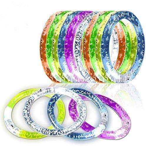 iwobi - Pulsera de 12 piezas, pulsera intermitente, LED reutilizables, coloridas de acrílico, para Halloween, Navidad, concierto, bodas, fiesta, decoración de juguete, 6,5 cm, acrílico, 6,5 cm,