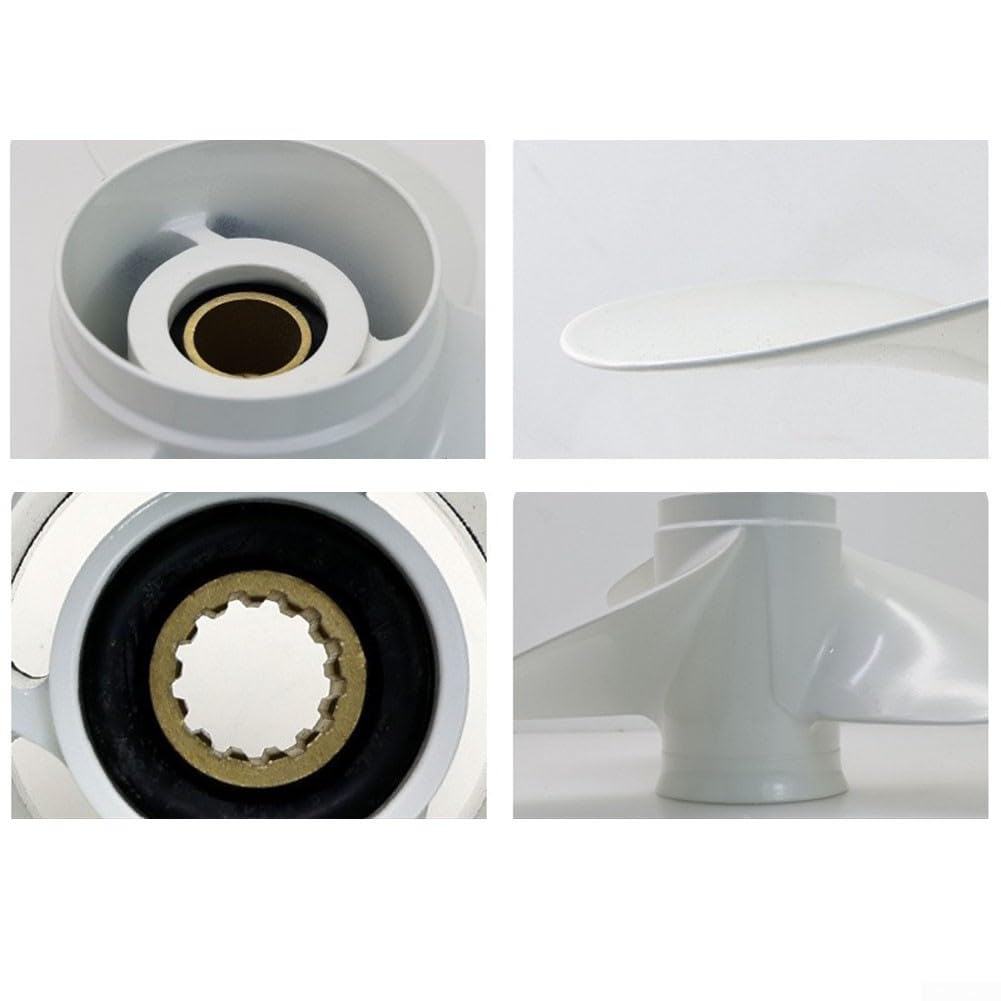 Hélice fueraborda 6L5-45952-00-EL 7-1/4x5-1/2 pulgadas para motores HP compatible con 2A 3A 3A F2.5A Aleación de Aluminio Blanco Pieza de Repuesto