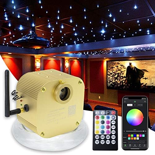 AMKI 16W Bluetooth Twinkle Fiber Optic Star Ceiling Lights Lamp Kit, LED RGBW Engine Driver APP/Remote Control (430pcs(0.03in+0.04in+0.06in)9.8ft)