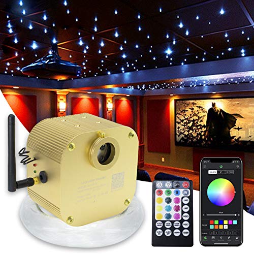 Amki 16W Bluetooth Twinkle Fiber Optic Star Ceiling Lights Lamp Kit, Led Rgbw Engine Driver App/Remote Control (430Pcs(0.03In+0.04In+0.06In)9.8Ft) #TOP8