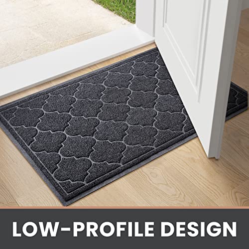 LuxStep Door Mat Large Indoor Outdoor Doormat, Non-Slip Low-Profile Design Floor Mat, Durable Trap Dirt and Dust Front Door Welcome Mat for Entryway,Patio,Garage,High Traffic Areas,(Black, 17"x30")