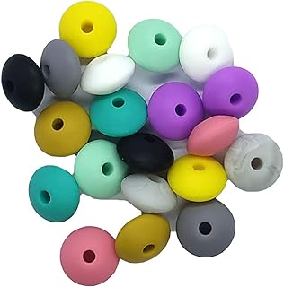 Arakierst 30pcs Silicone Abacus Pearl Bead 12mm Silicone Flat Spacer Beads for Pacifier Chain DIY Beading Mom Nursing Necklace Accessories