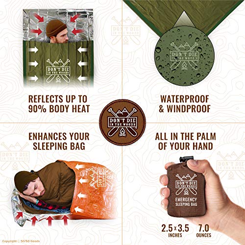 Don’t Die In The Woods - World’s Toughest Survival Bivy [With Hood Extension] Extra-Thick Emergency Sleeping Bag With Ripstop Nylon Stuff Sack - Built With Space Blanket Thermal Mylar #TOP4