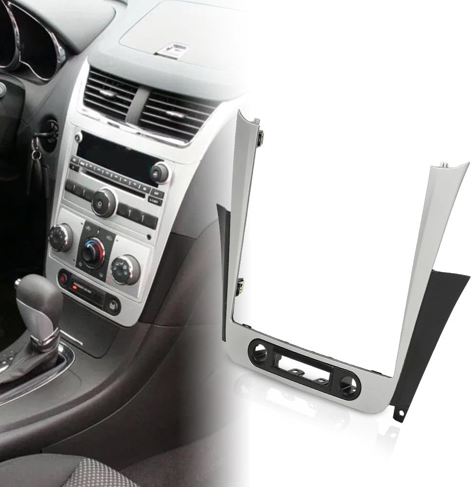 G-PLUS Radio Dash Bezel Trim Vent Compatible with Chevy Malibu 2008-2012 Sliver & Black Car Radio Dashboard Cover