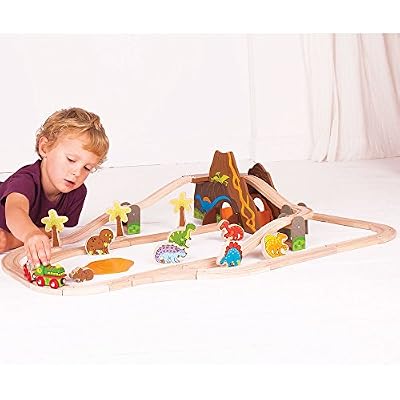 Bigjigs Rail Wooden Dinosaur Prehistoric Railway Play Set