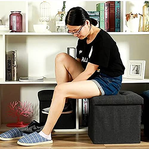 Ottoman pliant en tissu 76x38x38cm comme coffre de rangement