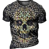 WOYUANSHA Camiseta De Manga Corta T-Shirt Camiseta con Estampado De Calavera para Hombre Camisetas De Gran Tamaño Ropa para Hombre Talla Asiática Whq-61903