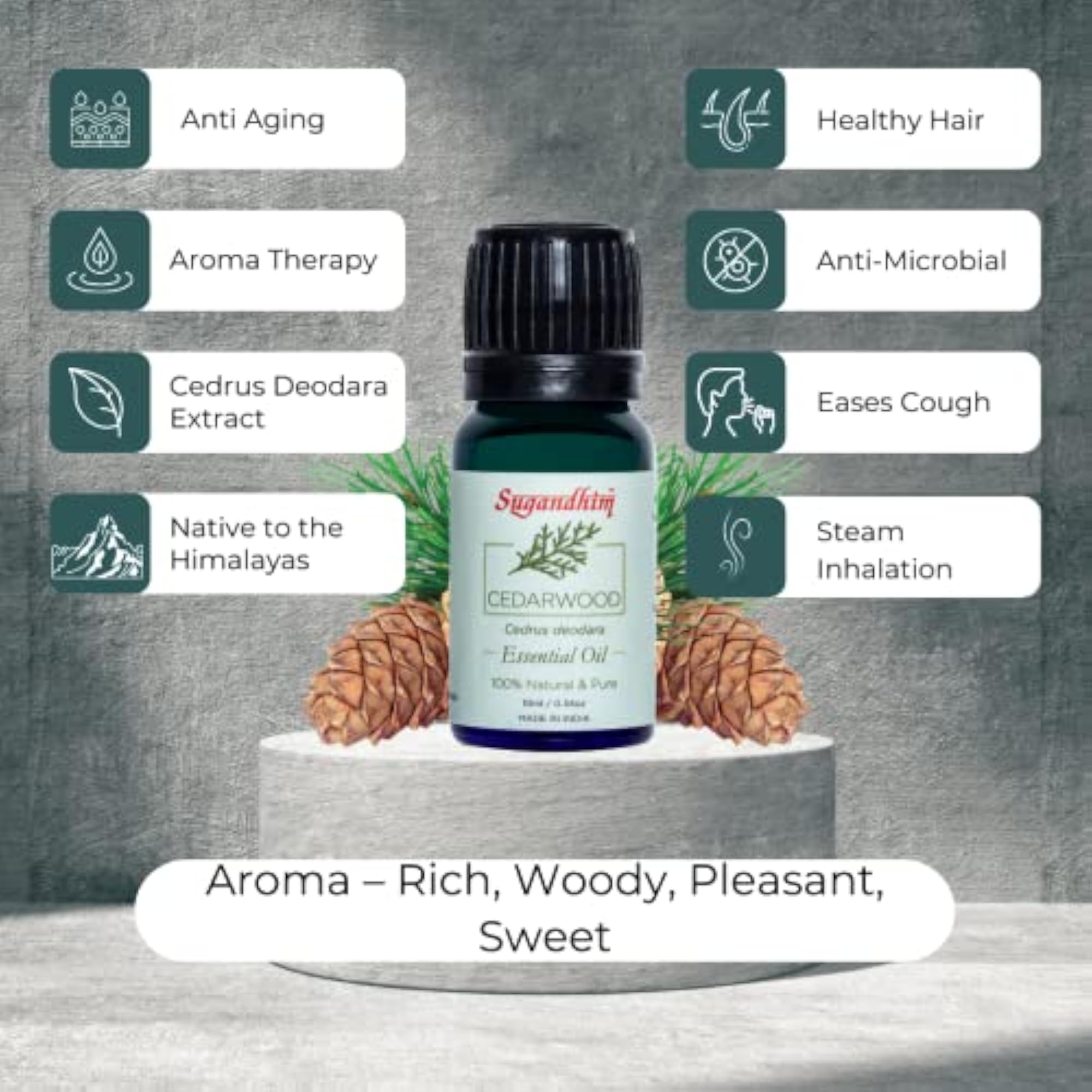 Cedarwood Essential Oil, 10ml for Aroma Diffuser