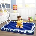 Toddler Inflatable Travel Bed: Portable Toddler Inflatable Travel Bed - Built-in Smooth Plush Kids Inflatable Matress is Perfect for Traveling, Camping and Home（Blue） - Image 5