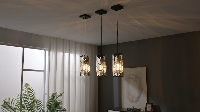 Image of Black Pendant Lighting Modern Pendant Light, Mini Crystal Chandeliers,Adjustable Pendant Light Fixture for Kitchen Island Dinning Room Bedroom (1 Pack)