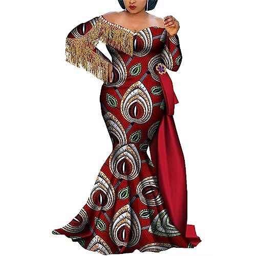 Amazon.com: African Dresses for Women Dashiki Print Off Shoulder Long  Mermaid Dress Wedding Party Dress : Clothing, Shoes & Jewelry
