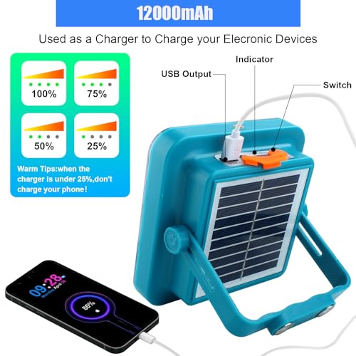 Image of Rechargeable LED Construction Spotlight,Portable LED Spotlight 4 Modes LED Floodlight 12000mAh USB Charging Foldable Work Light for Construction Site,Camping