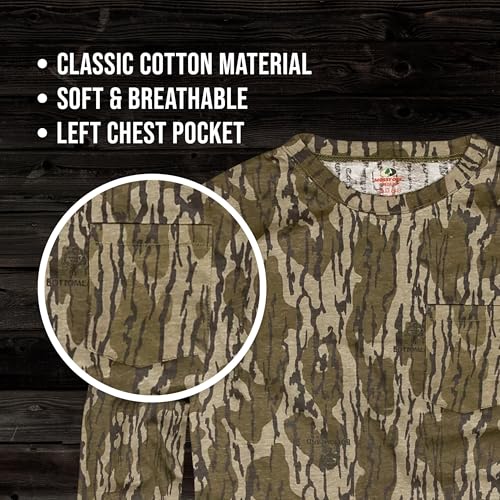 Mossy Oak Men's Camo Long Sleeve Hunting Shirt, Cotton Blend Camouflage Lightweight Shirt for Turkey Hunting, Fishing, Hiking3