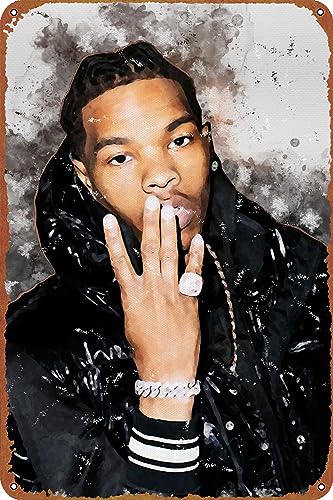 Lil Baby Rapper Hip Hop Music - Letrero de metal para colgar en la pared, para cocina, garaje, cafetería, bar, pub, hombre, cueva, arte novedoso, placa de 8 x 12 pulgadas