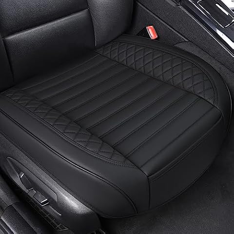 COCOVER 2 pcs Front Bottom Car Seat Covers, Faux Leather Cushions for Front Seats, Fits Most of Automotives(Dimensions: 21.25''x 20.87'')–Black Cover